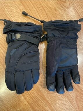 HEAD Men's Black Winter Ski Gloves with Adjustable Wrist Strap